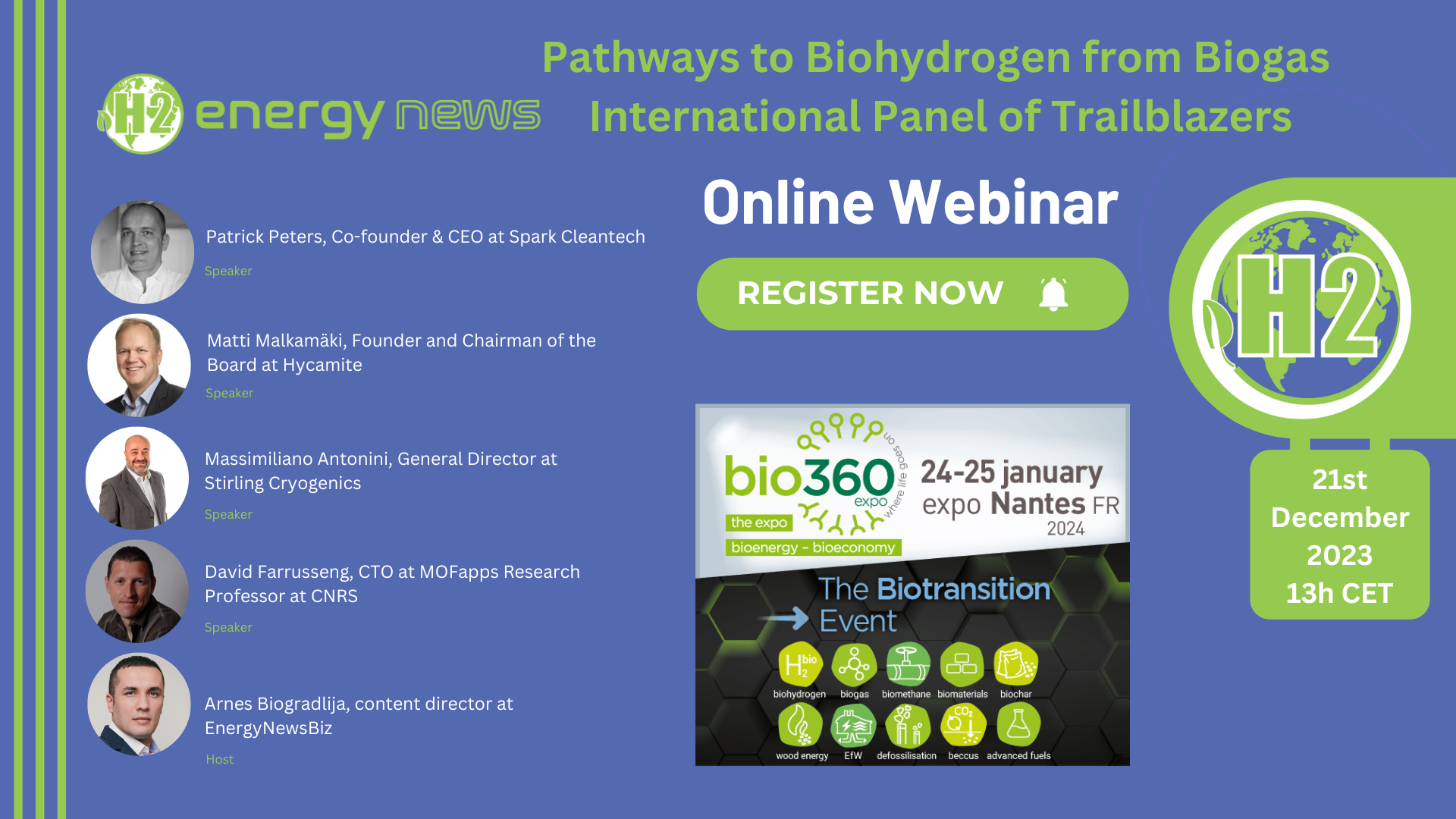 Pathways to Biohydrogen from Biogas, International Panel of Trailblazers