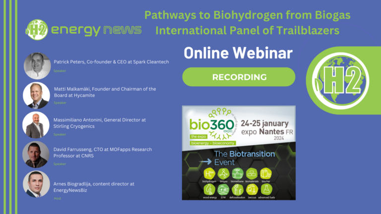 Webinar recording: Pathways to Biohydrogen from Biogas, International Panel of Trailblazers