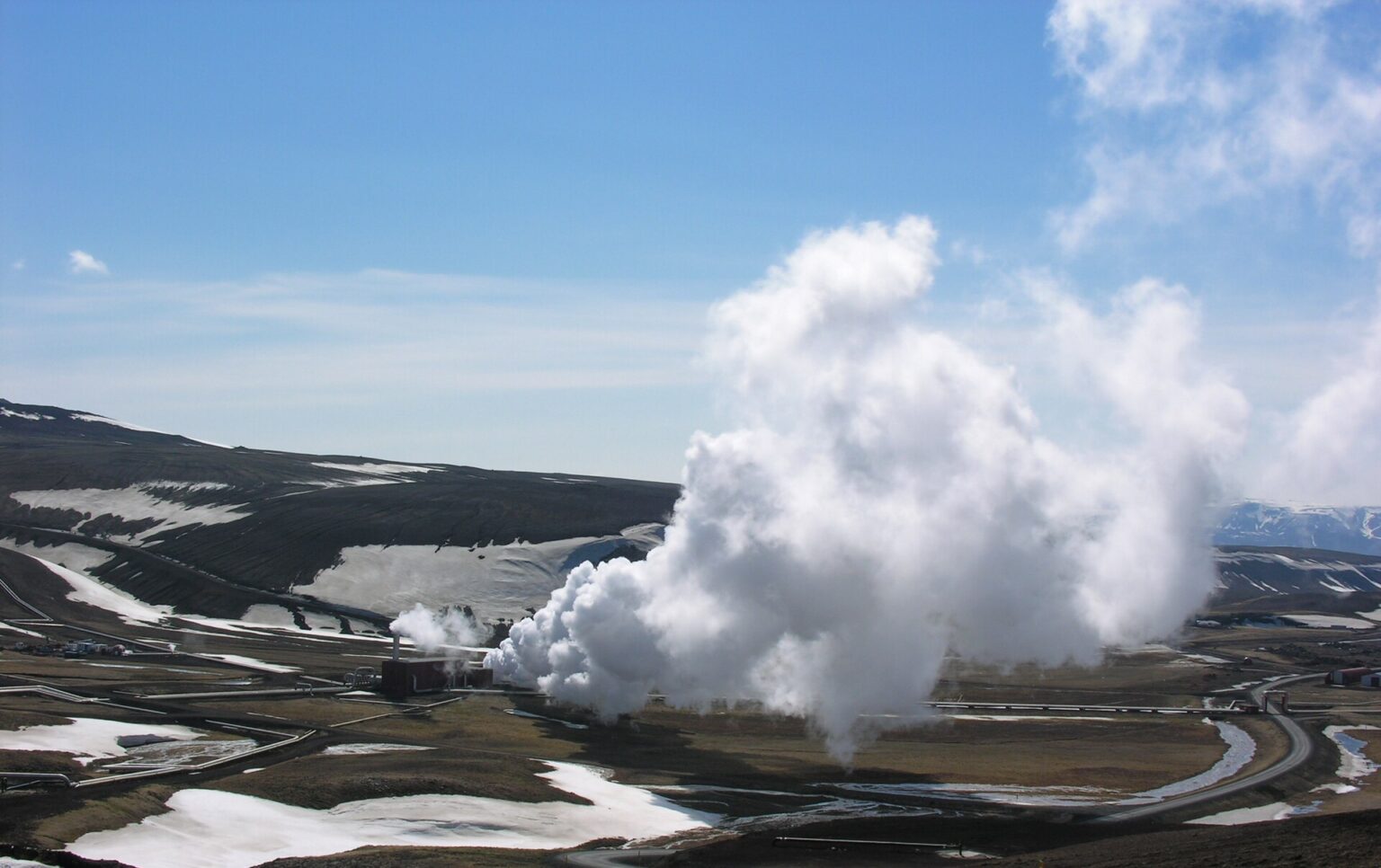 ASEAN geothermal context: a geothermal power plant with steam pipelines at Krafla, Iceland