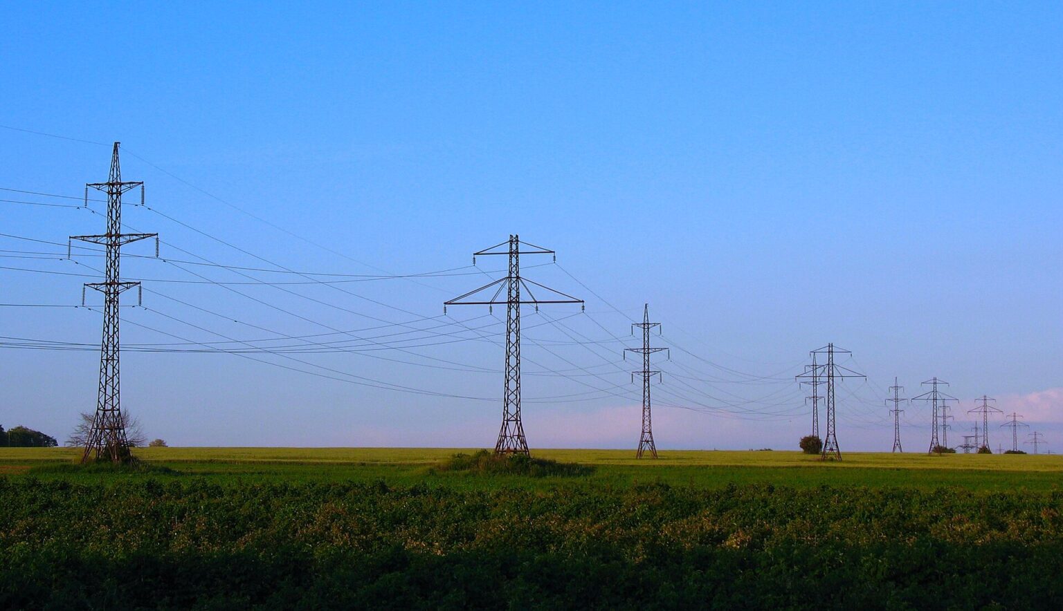 Transmission towers of a high voltage overhead power line