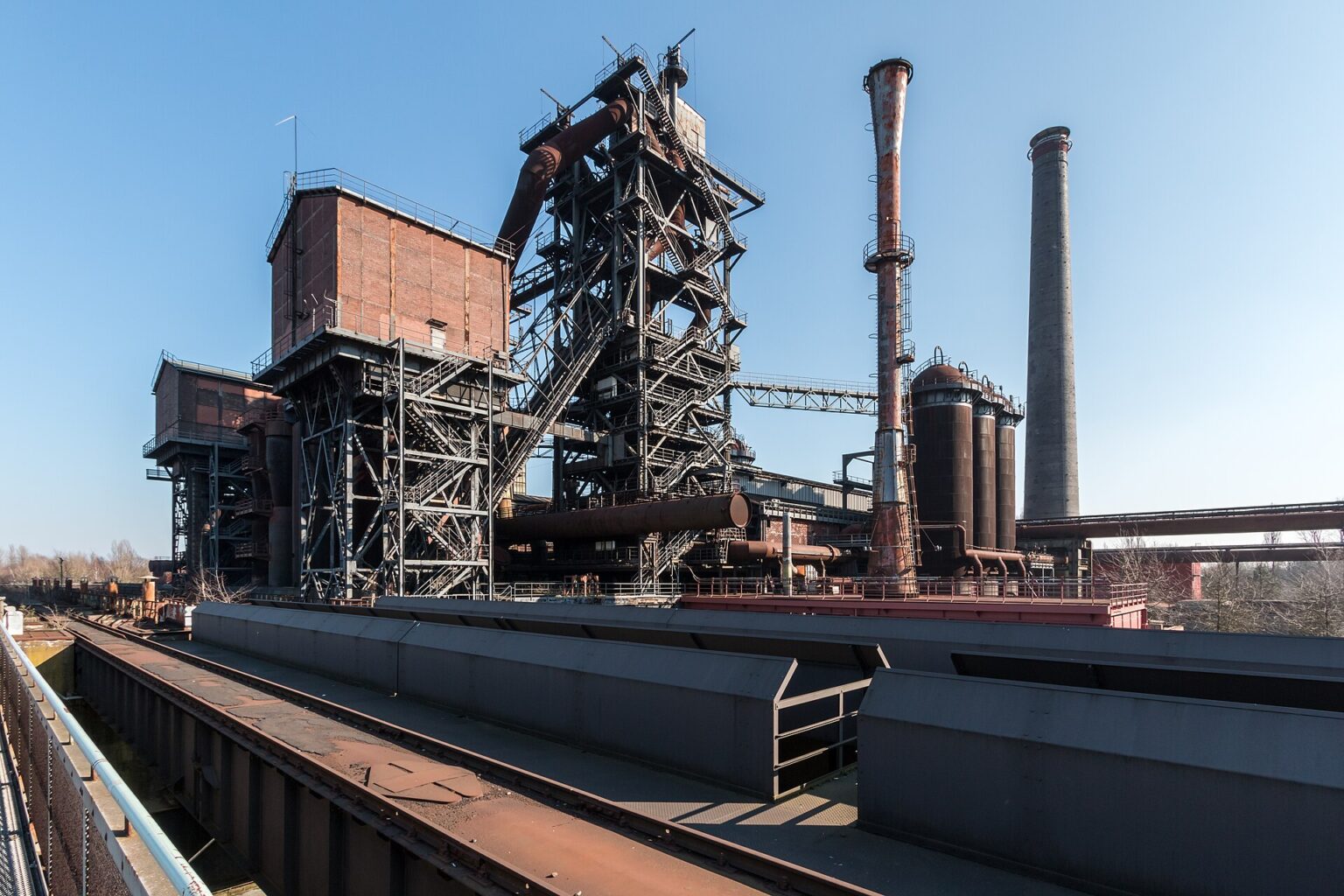 Low-carbon steel credit in EU Parliament car CO2 deal Low-carbon steel credit context: blast furnace 2 at Landschaftspark Duisburg-Nord, Germany
